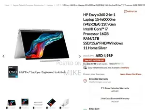 New Laptop HP Envy X360 16GB Intel Core I7 SSD 1T