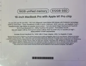 New Laptop Apple MacBook Pro 2021 M1 16GB Apple M1 Pro SSD 512GB