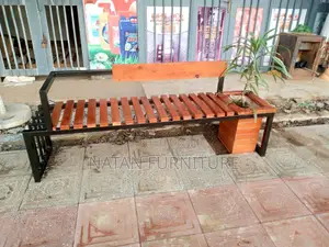 Urbanslat Steel Wood Outdoor Bench for Walkways, Schools