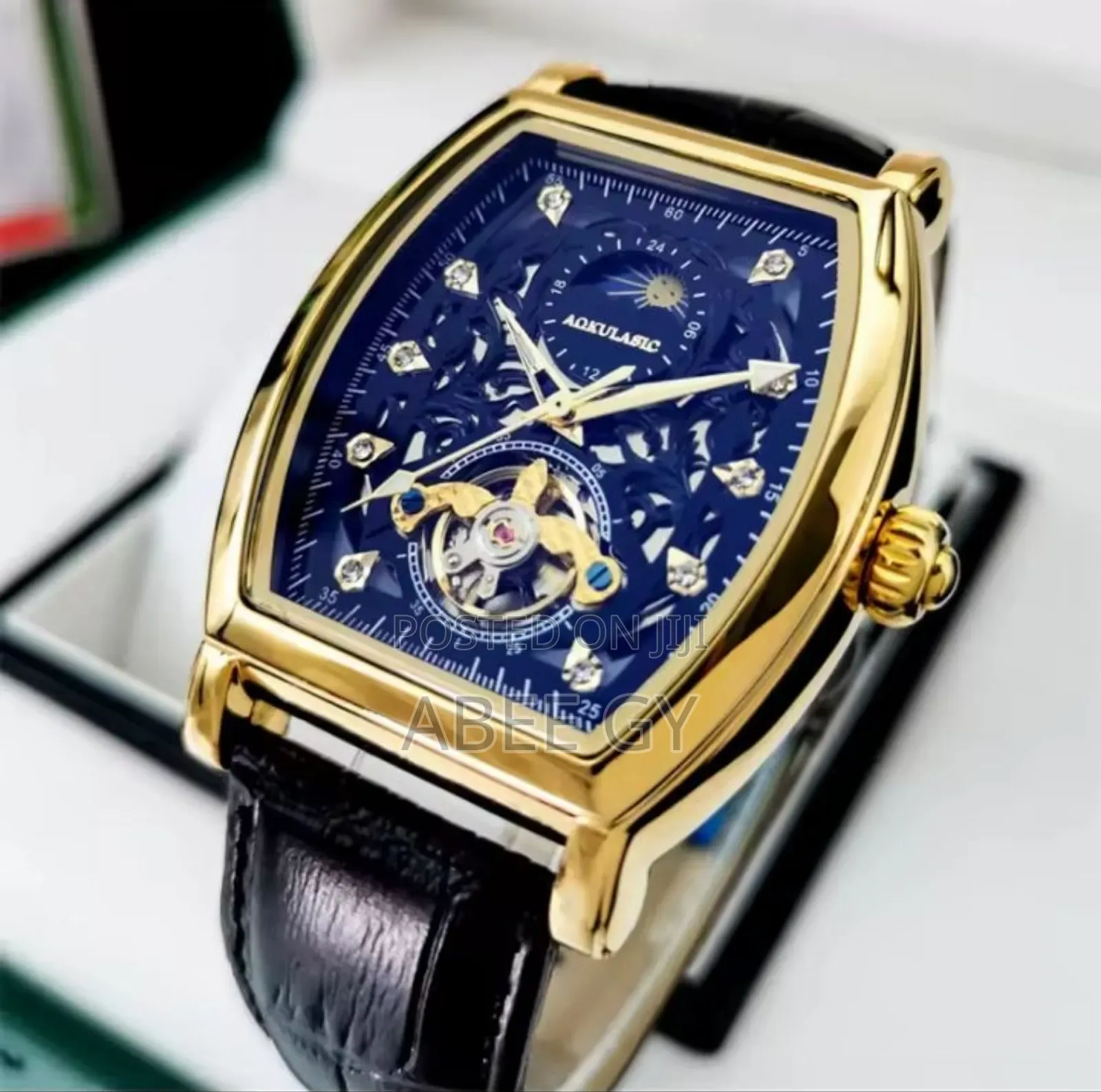 Aokulasic 116117 Luxury Moon Phase Leather Automatic