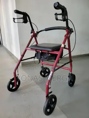 Walking Frameب丄4 Wheel Rollator Walker Aid Tray Seat Basket