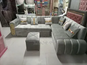 Golden L Shaped Sofa Design