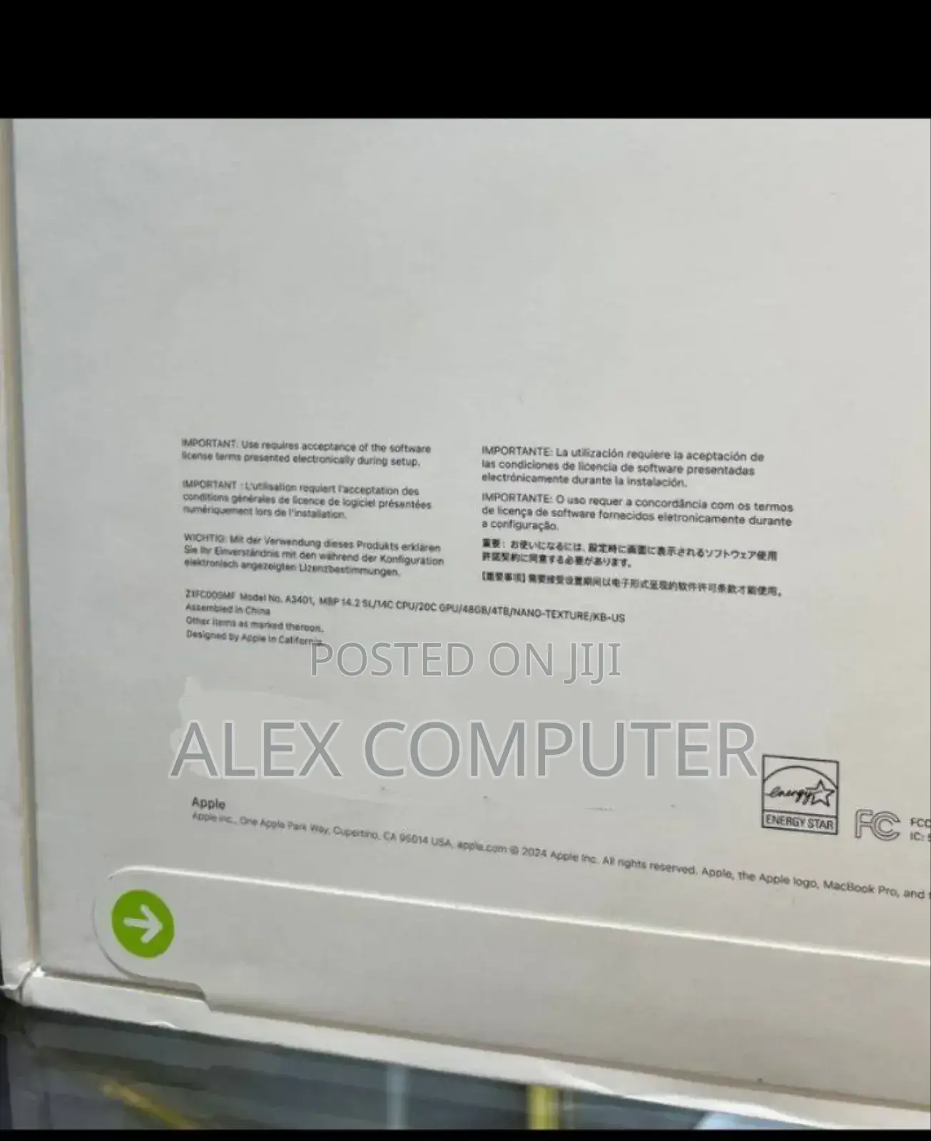 New Laptop Apple MacBook Pro 48GB Apple M4 Pro SSD 4T