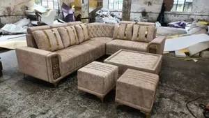 6 Seater Wooden L Shaped Sofa Design With Table