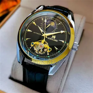 Aokulasic Men's Hollow Leather Automatic Luxury Watch