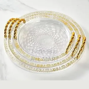 3sets Serving Acrylic Tray With Golden