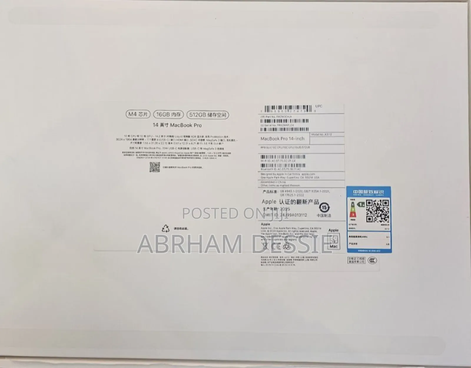 New Laptop Apple MacBook Pro 2024 M4 14-Inch 16GB SSD 512GB