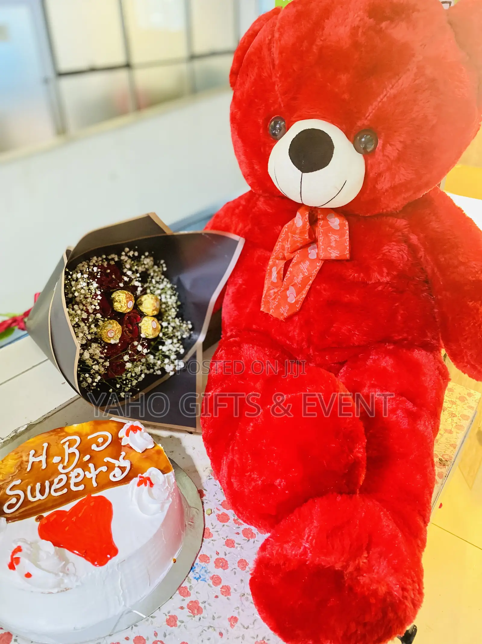 Teddy Bear ,Cake and Flower for Gift