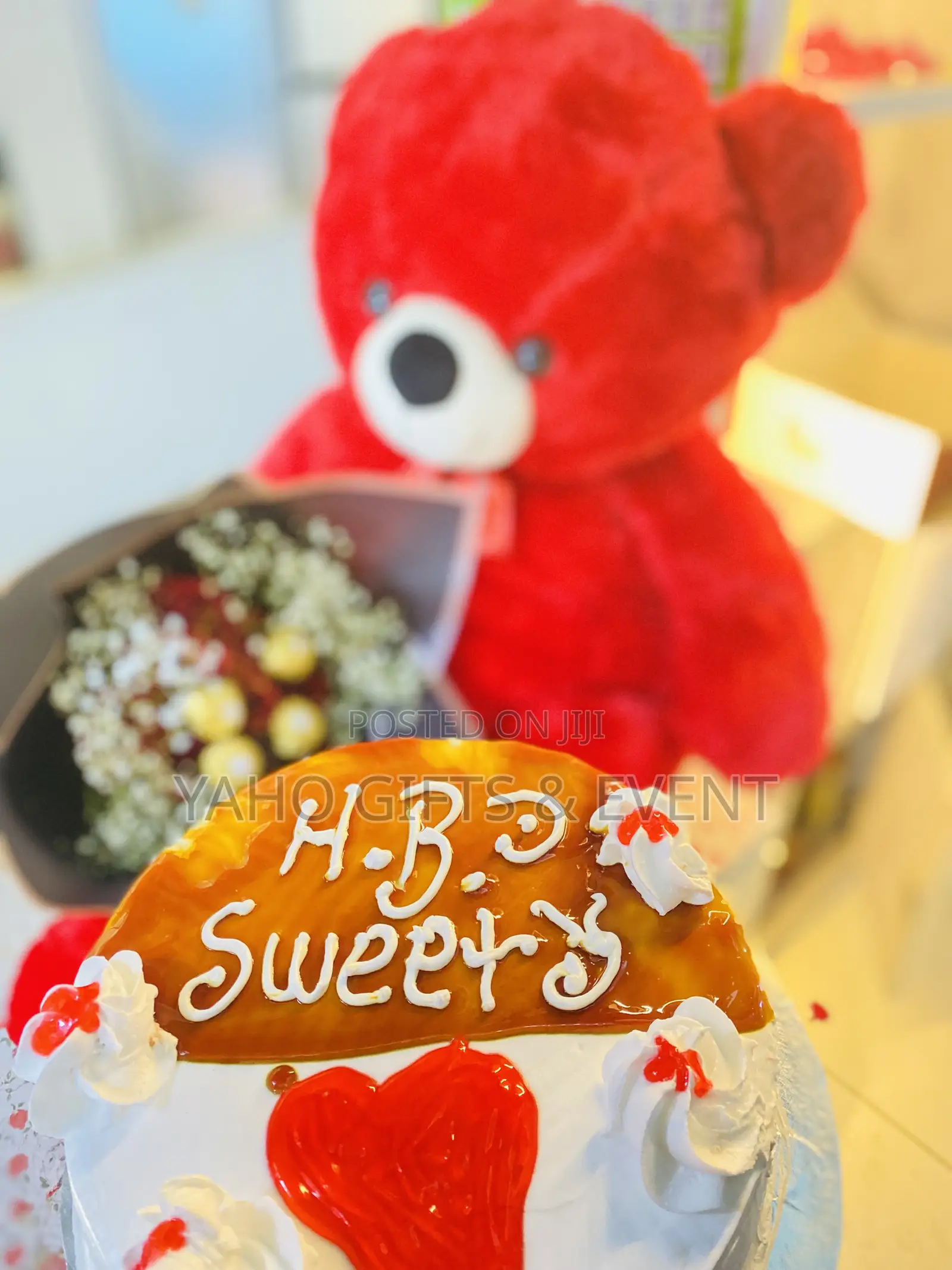 Teddy Bear ,Cake and Flower for Gift