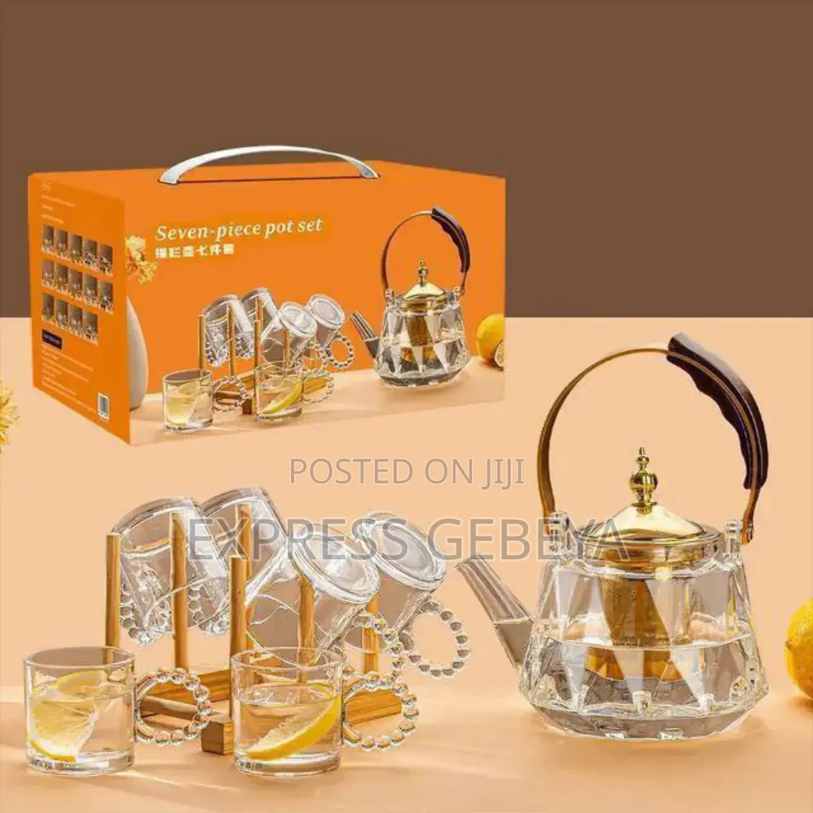 ውብ እና ማራኪ የሻይ ማፍያ ከ6 ብርጭቆዎች ጋር Tea Pot Set
