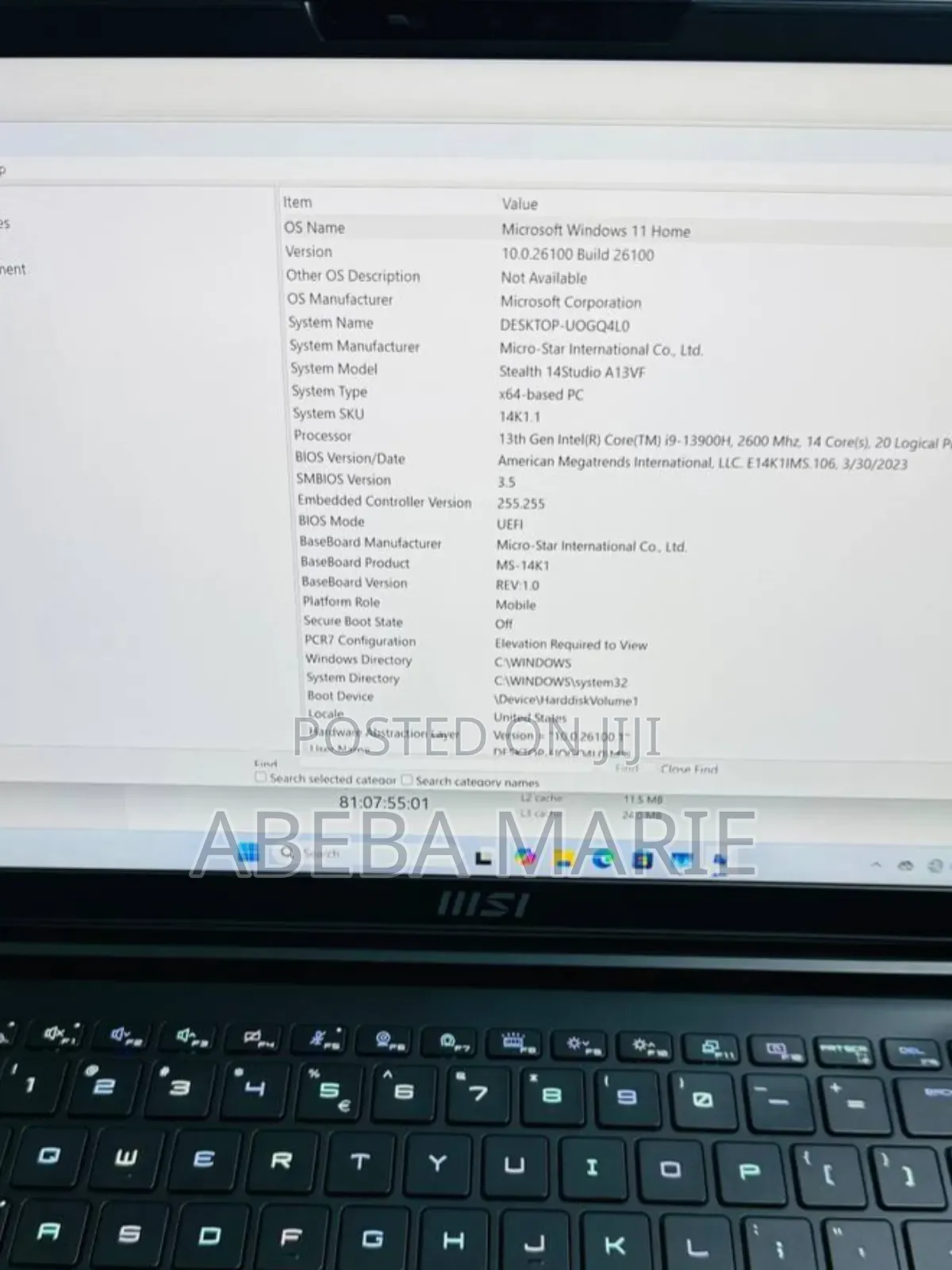 New Laptop MSI GS63 7RE Stealth Pro 16GB Intel Core I9 SSD 1T