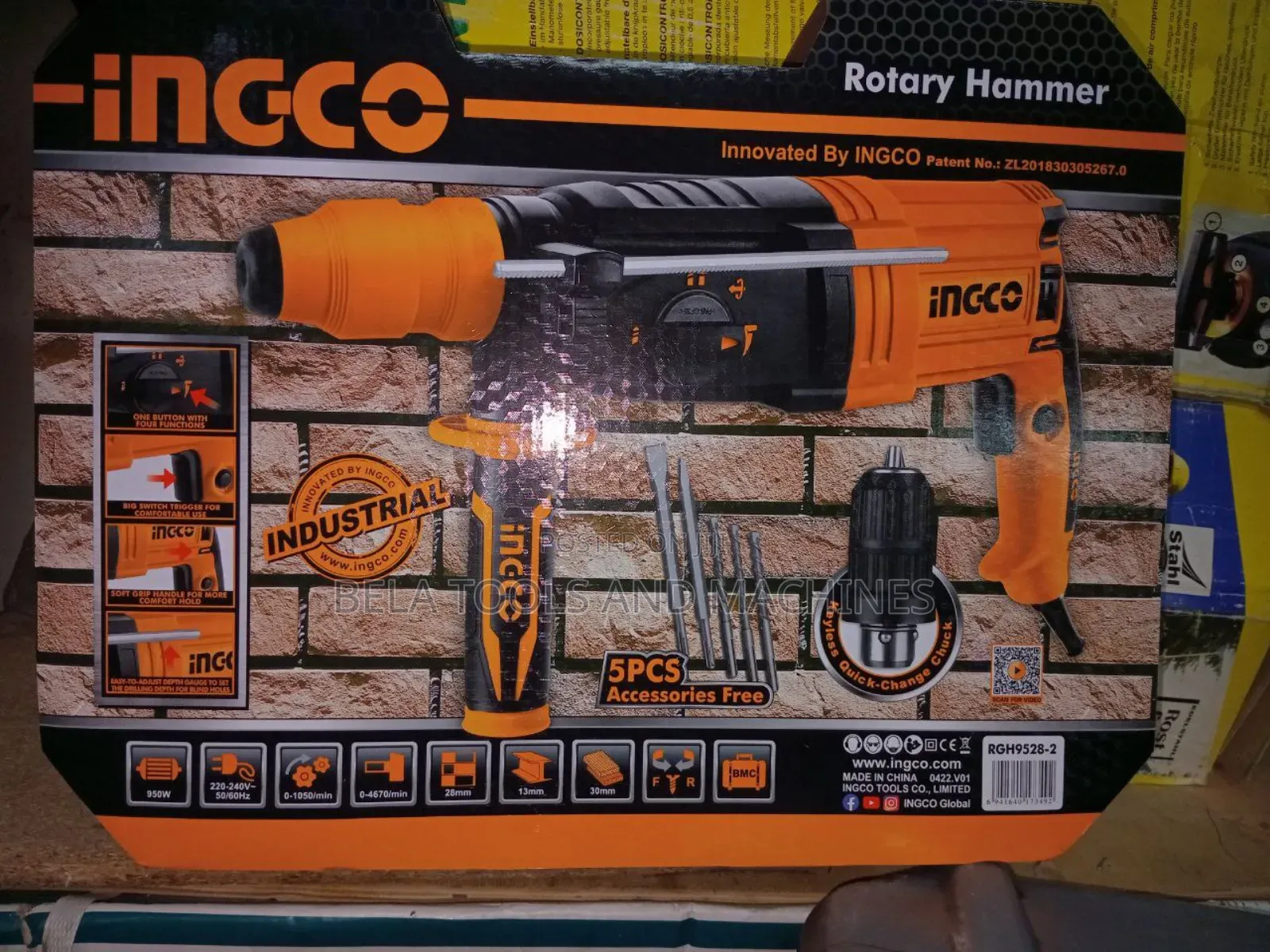Ingco Rotary Hammer Drill 950 ከ ታሳሪ Chalk ጋር