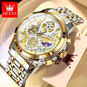 Olevs Mens Watch Chronograph Luxury Diamond Dress Business