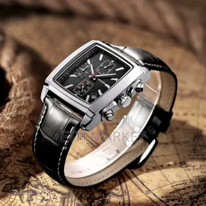 Brand Men's Watch Leather Creative Rectangular Men Watches