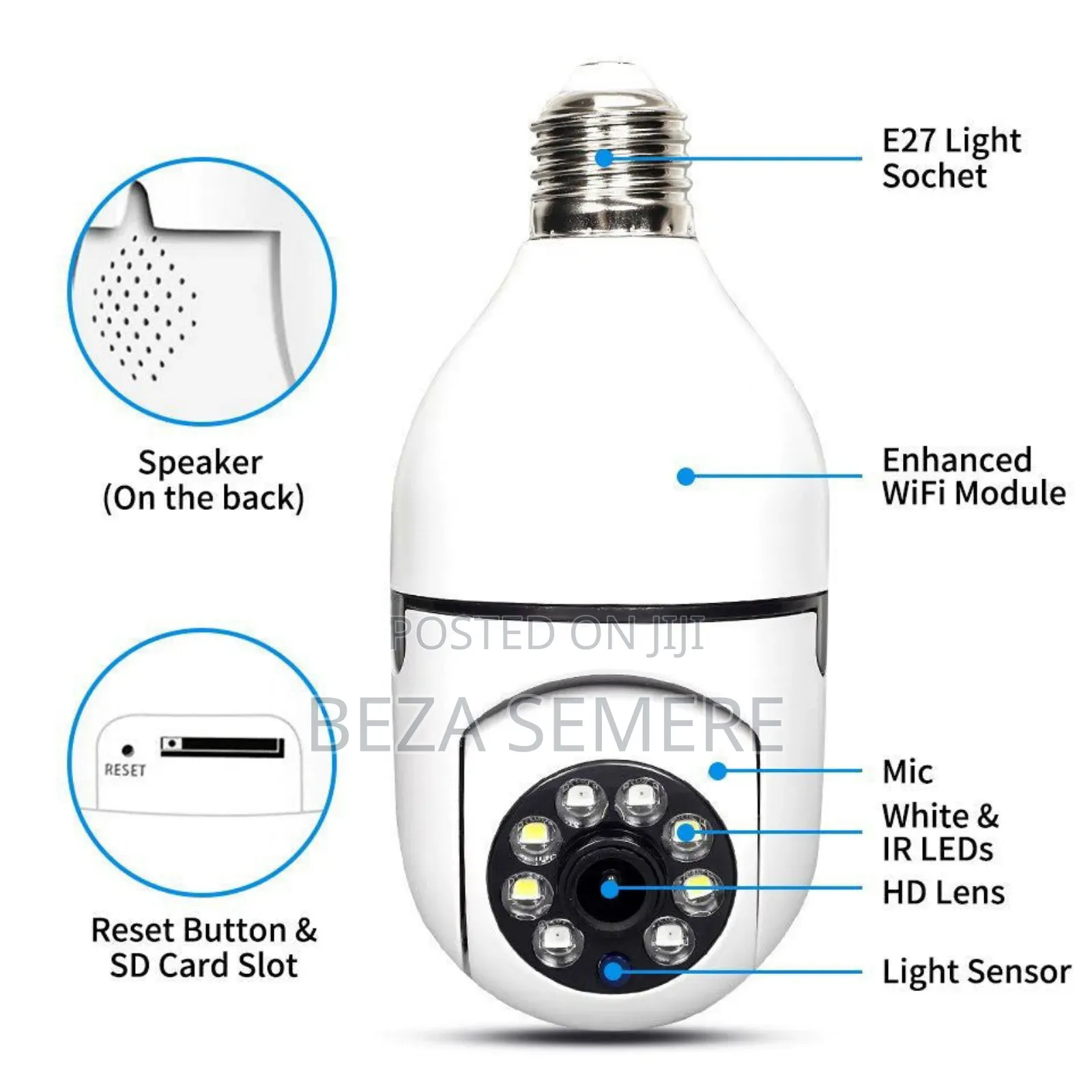 Rotating Bulb Security Camera 360degree CCTV Mug