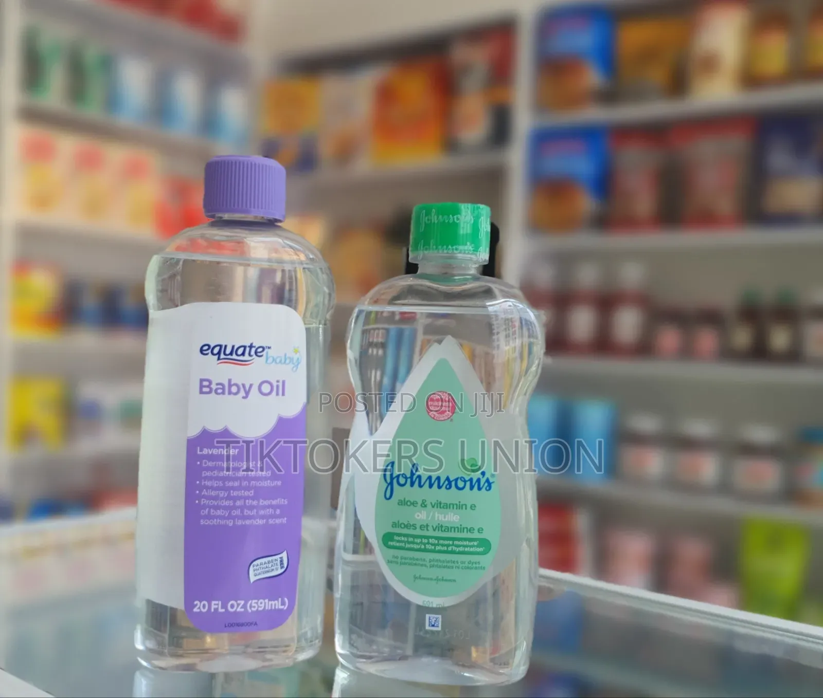 Equate Baby Oil and Johnson's Baby Oil