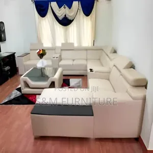Malleable Full Leather Sofa Set With Table.
