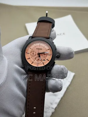 Fosdil Brown Black Strap Watch