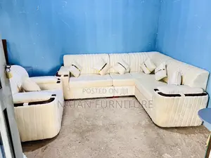 L Shape Sofa Made of Wooden Material and Hd Maleda Sponj