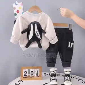 Cartoon Rabbit Bag Sweatshirt and Pant 2 PCS Size1 - 5 Years