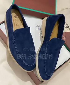 Lora Piana Roadster Sophisticated Dark Navy Suede Loafers