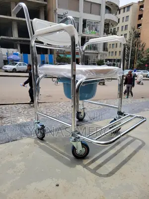 Toilet Chair,Three-in-One Care Chair for Elderly, 4wd Brake