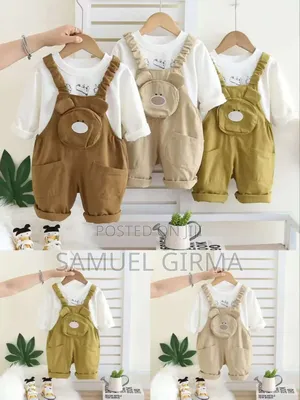 Bibcartoon Zipper Pocket Trousers Short Sleeve T-shirt 2 Pcs