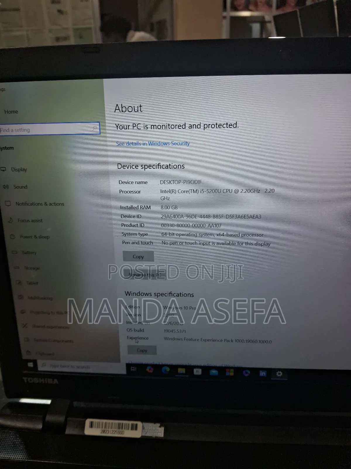 Laptop Toshiba Satellite C55 8GB Intel Core I5 SSD 500GB