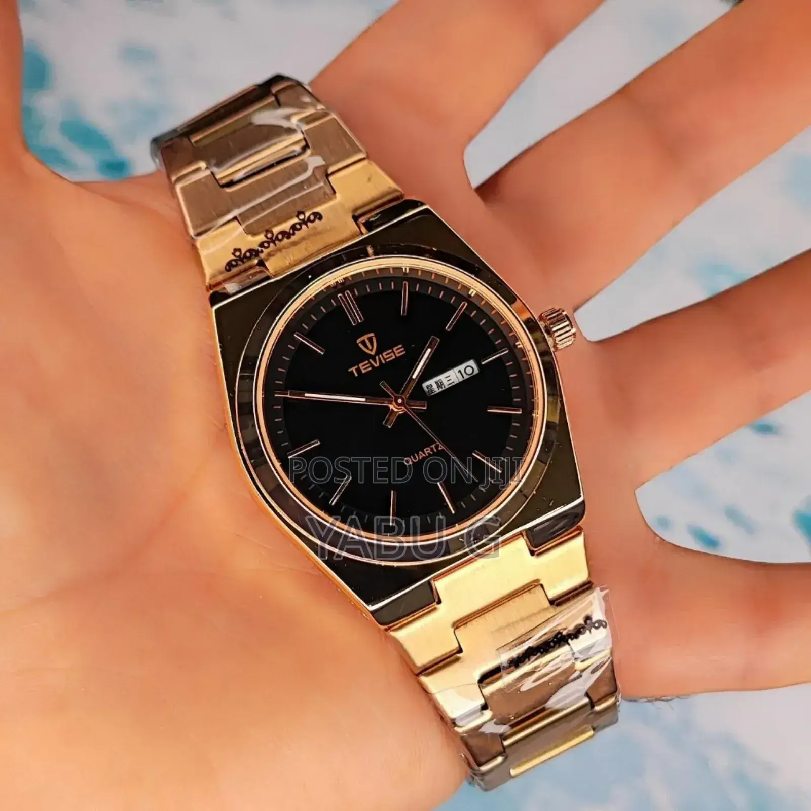 Full Black Tevise Brand Quartz Stainless Steel Watch for Men