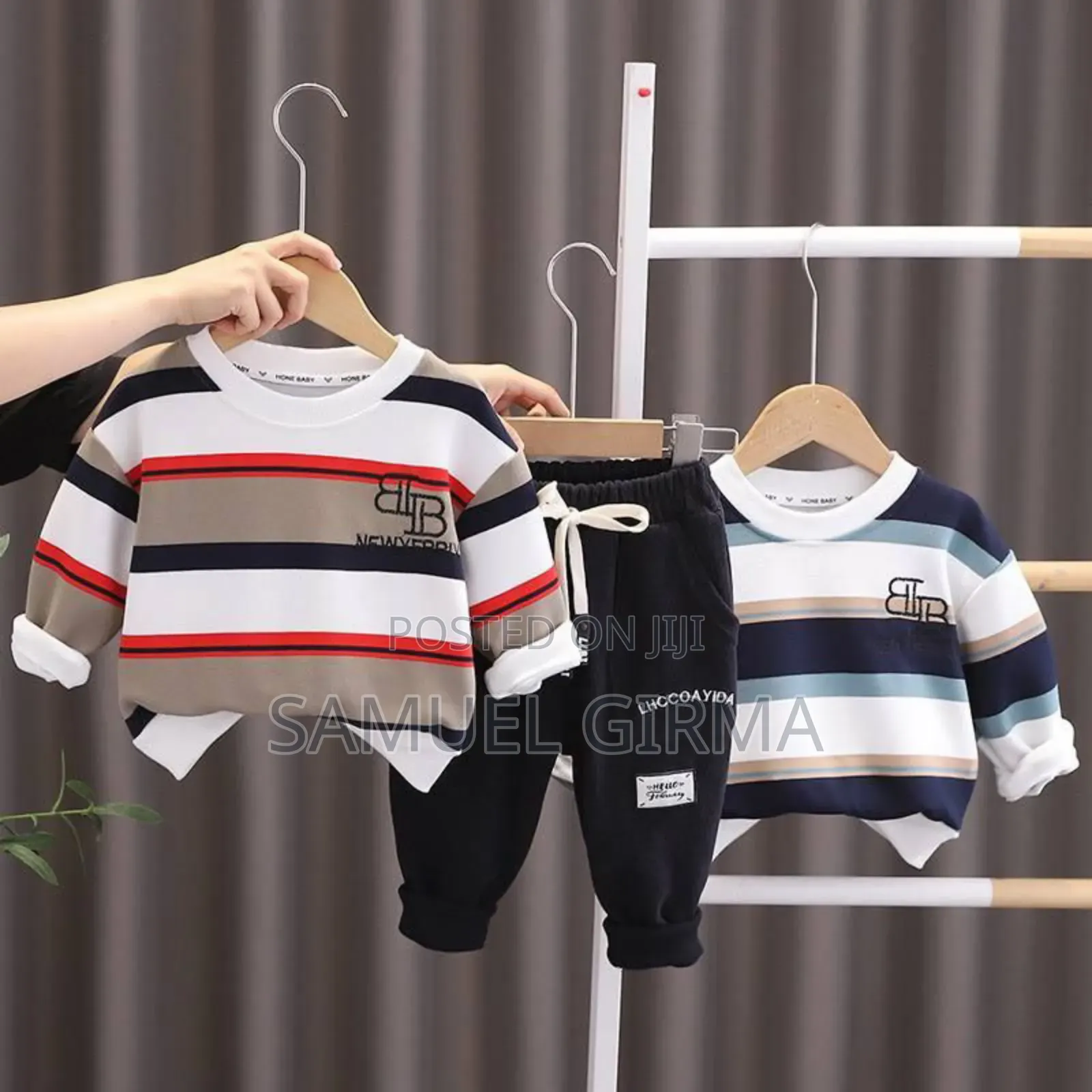 Mk- 0611 Stripped Sweater and Cardigan Pant Set Size: 1-5 Years