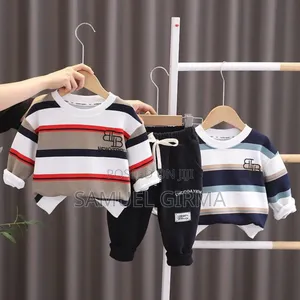 Mk- 0611 Stripped Sweater and Cardigan Pant Set Size: 1-5 Years