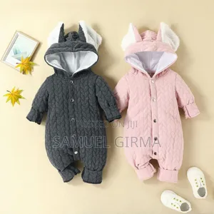 Mk- 0613 Unisex Winter Rabbit Ear Romper Size: 0-18 Month Size
