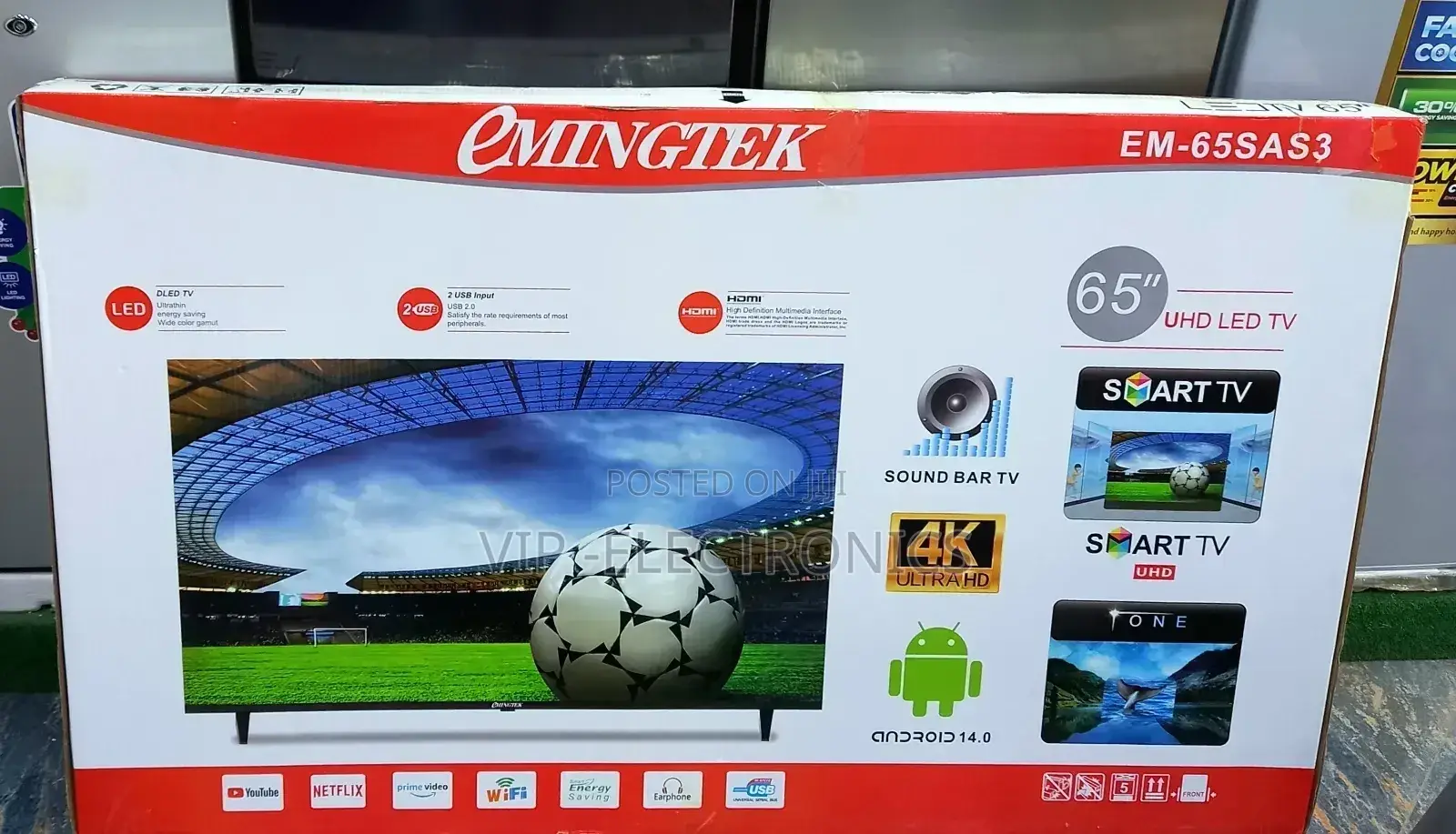 Emingtek 65 Inch Tv Smart Android 14.0 Frameless New2025 Tv