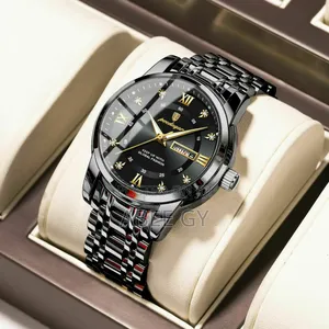 Poedagar Men Wristwatch Stainless Steel Mens Sports Quartz Watches