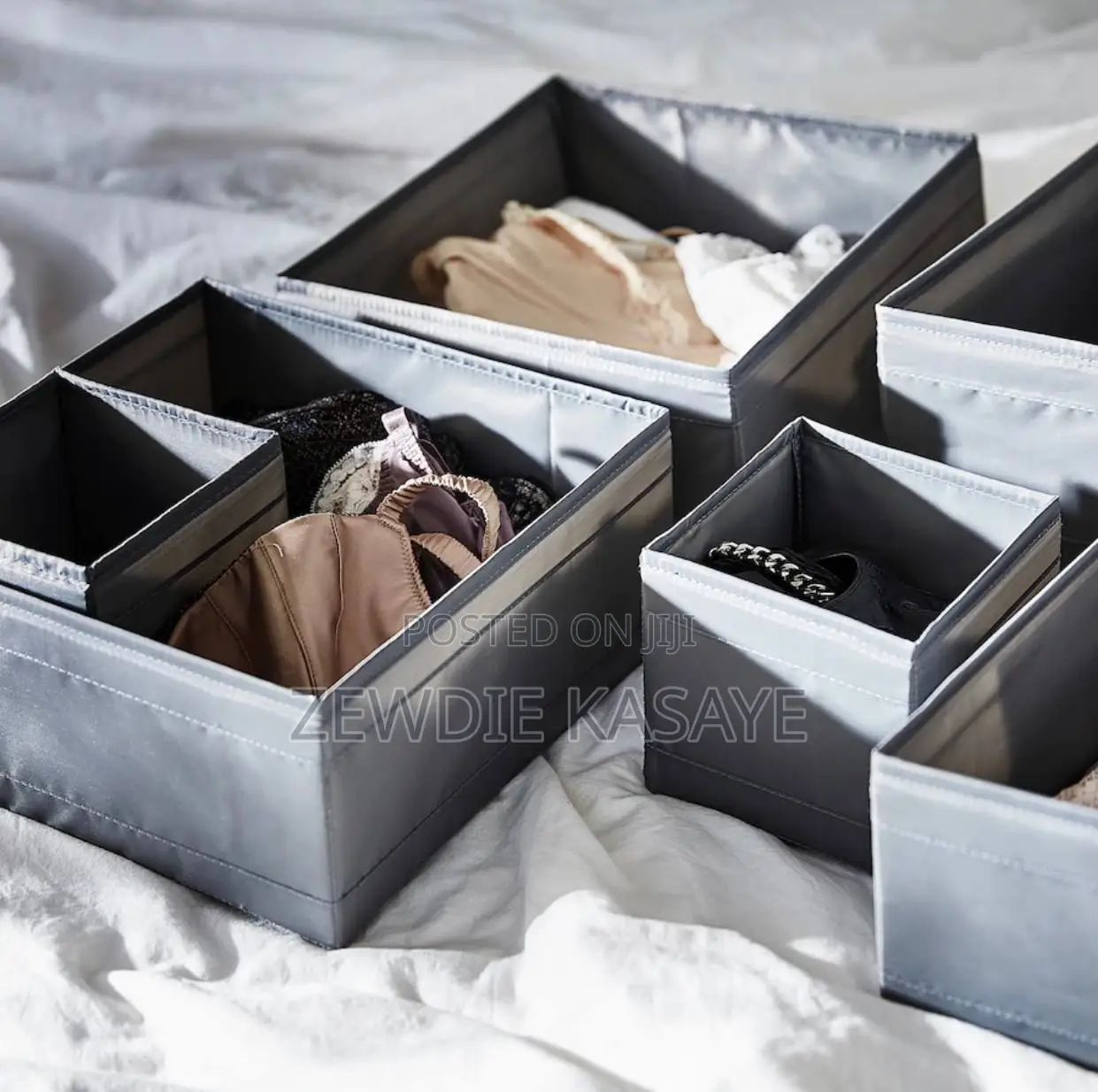 Ikea Drawer Organizer Box, Set of 6, Dark Grey