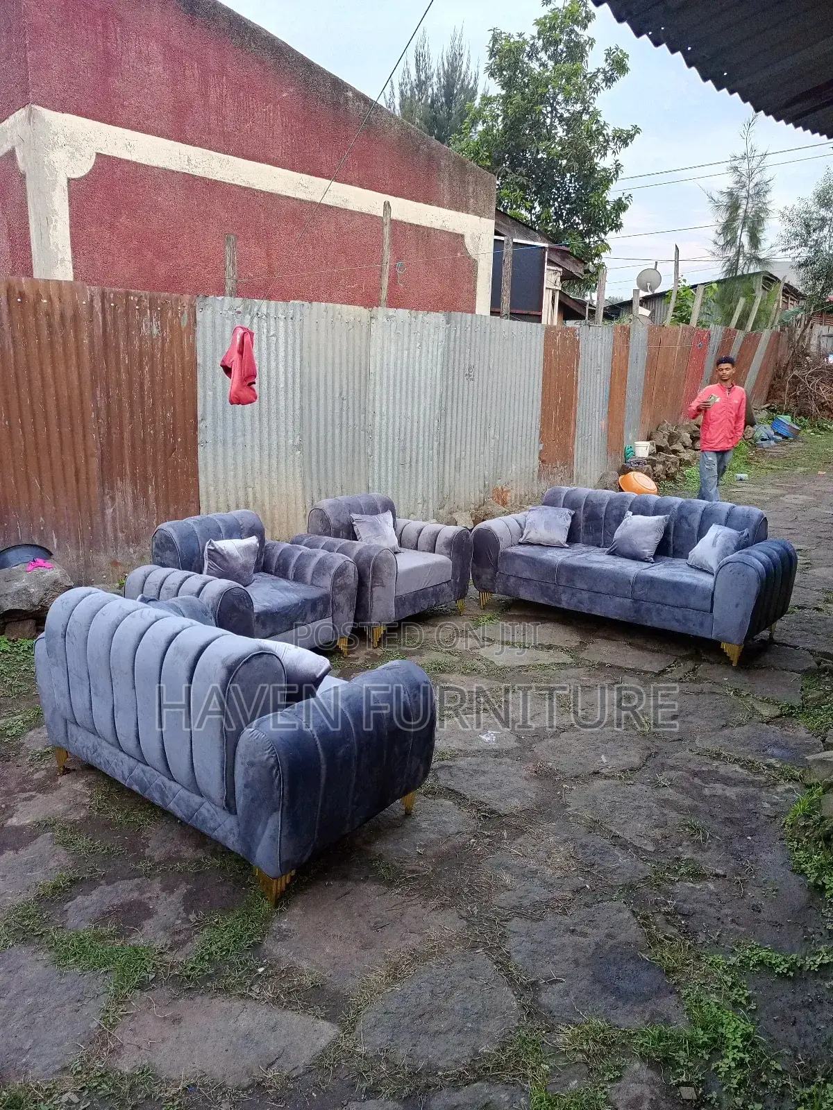 Blue Black Color Sofa Full Set
