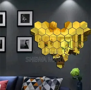 Acrylic Mirror Wall Stickers, Hexagon Mirror Wall Sticker