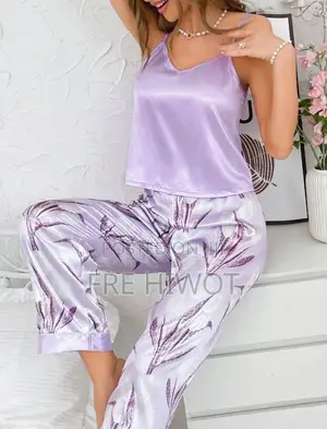 Floral Print Satin Pj Set / Pajama Set