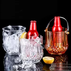 Glass Ice Bucket With Stainless Steel Handle