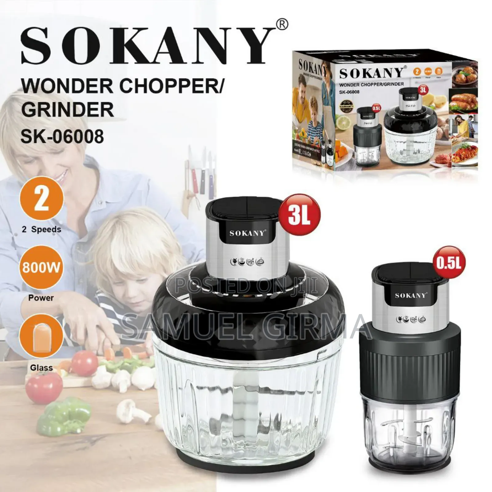 Sokany Wonder Chopper / Grinder Sokany 2 በ 1 መፍጫ