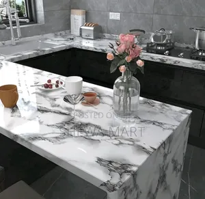 Marble Grain Glossy Contact Wallpaper, Ready-to-Use Self-Adhesive Oil