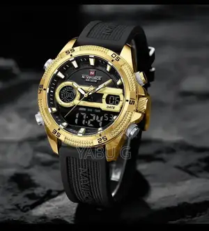 Naviforce Men Leather Steel Band Military Led Digital Quartz Alarm