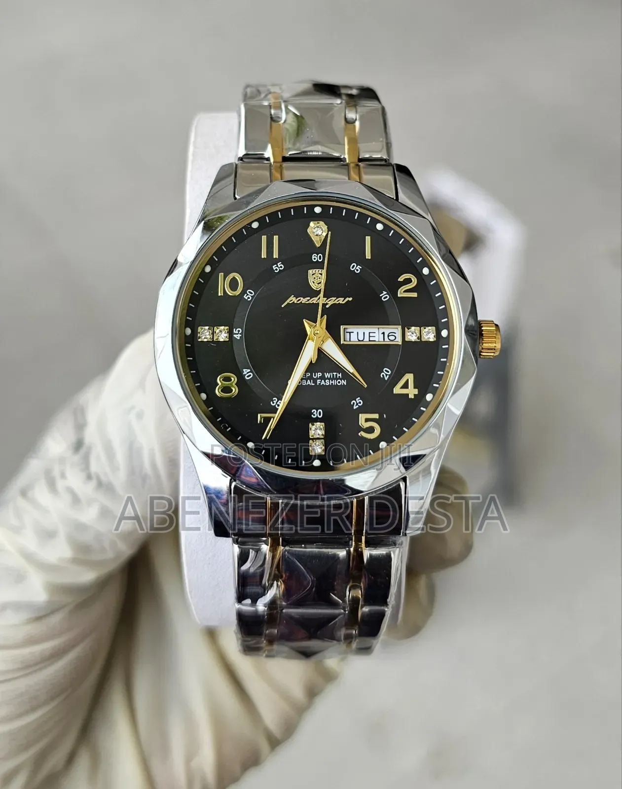 Poedagar Silver by Black Luxury Watch for Men Waterproof