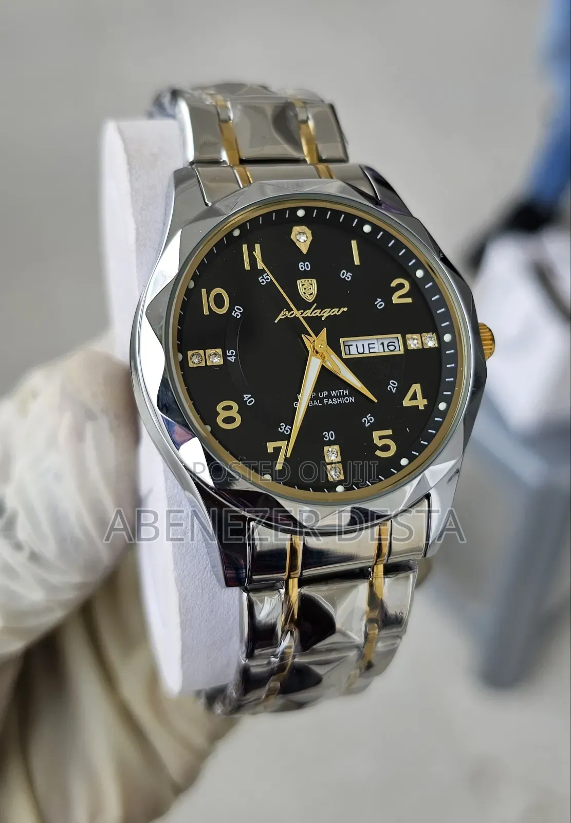 Poedagar Silver by Black Luxury Watch for Men Waterproof