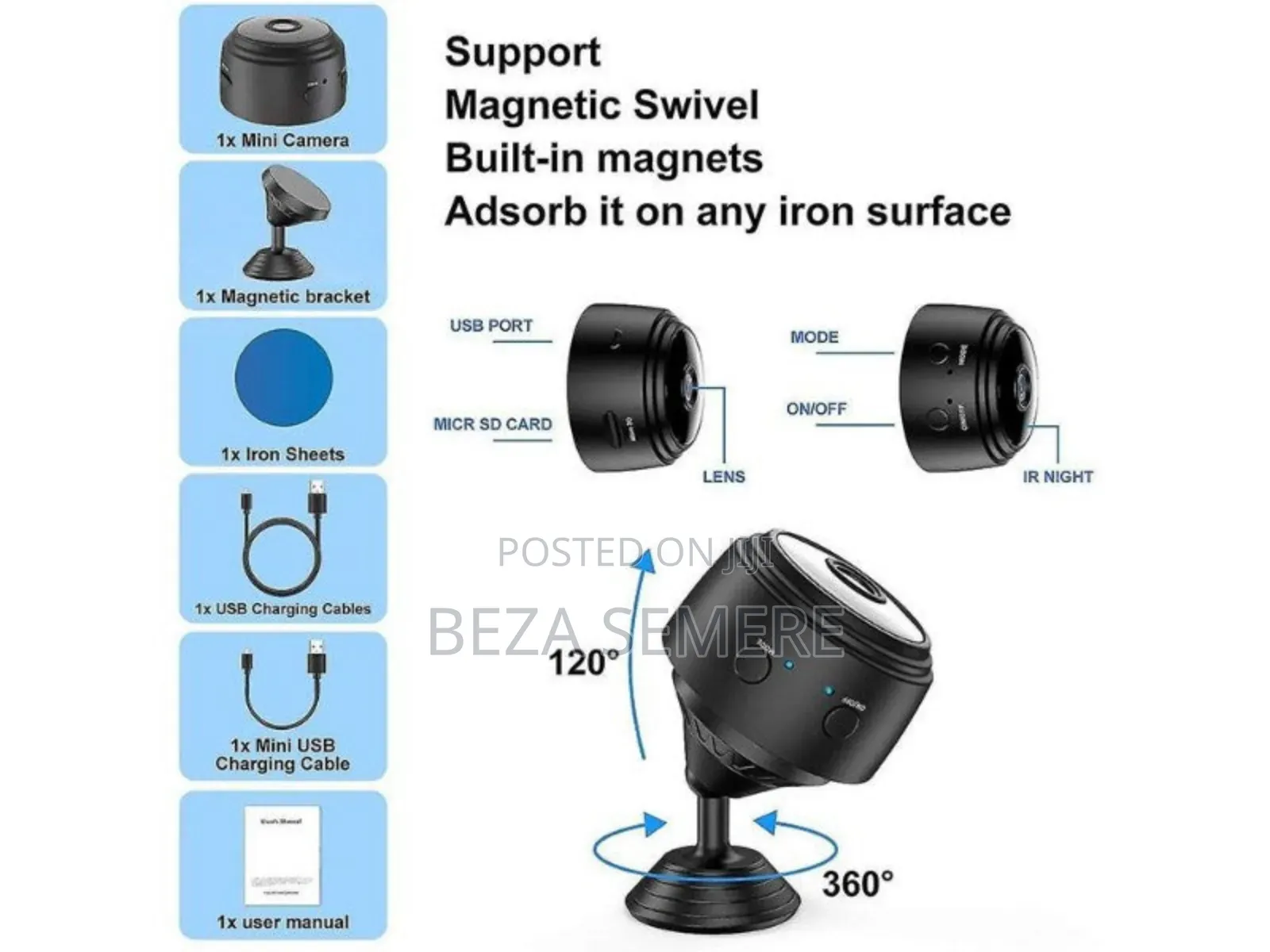 A9 Mini Wireless Camera Hd በጥራት የሚቀርፅ በጨለማ ቦታ ላይ ይቀርፃል 150°