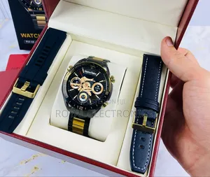Germen Brand Premium Gold Stripped Smart Watch With 3 Straps
