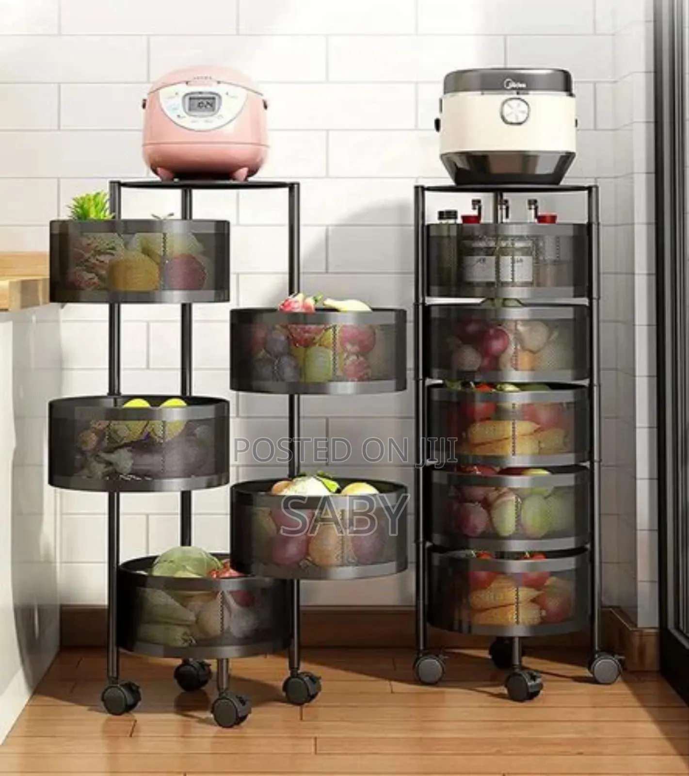 Metal 5 Shelf Kitchen Trolley Portable Rack