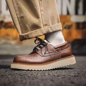 Men's Brown Loafers Leather High Sole Quality Products