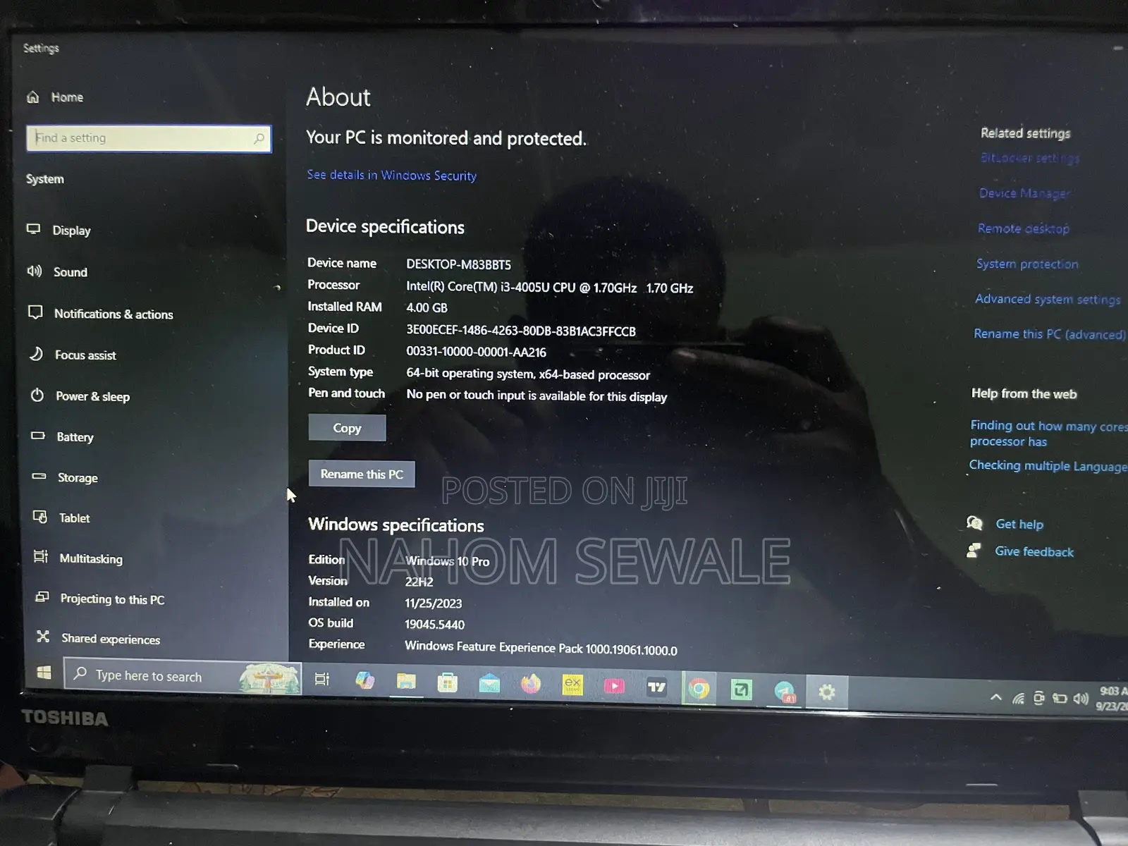 Laptop Toshiba Satellite C55 4GB Intel Core i3 HDD 500GB