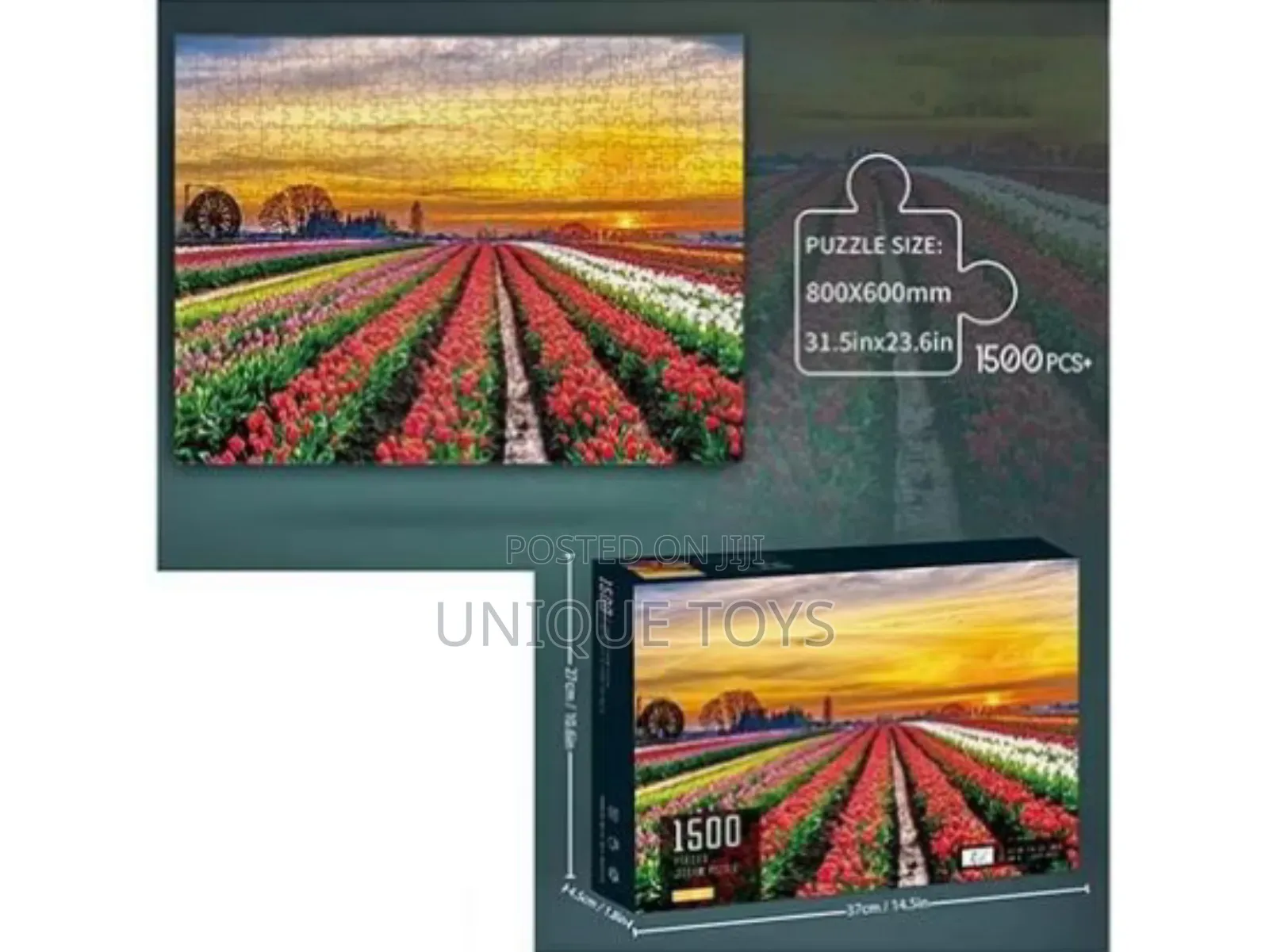  1500-Piece Jigsaw Puzzle – Tulip Field Landscape 